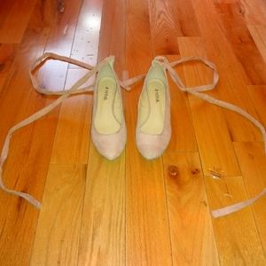 Light pink lace up heels